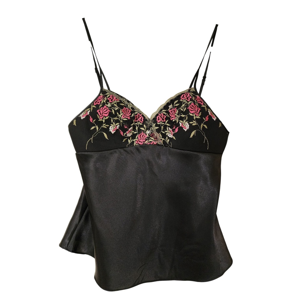 Vintage Soft Sensations Embroidered Camisole Top Y2K Top Floral Roses size Med